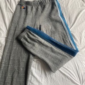 Aviator Nation Kids Heather Grey/Blue 5 Stripe Sweatpants